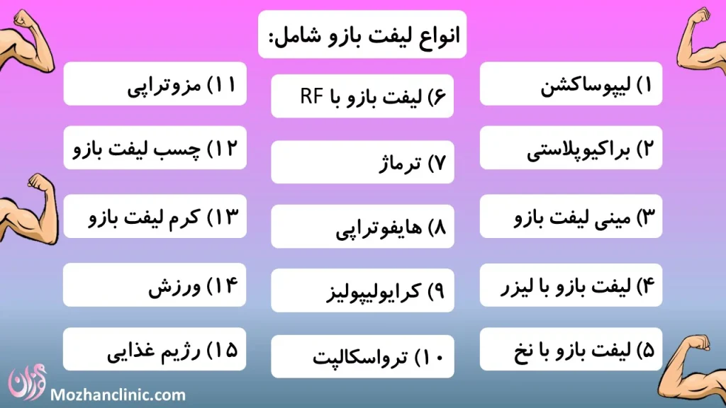 انواع روش های لیفت بازو